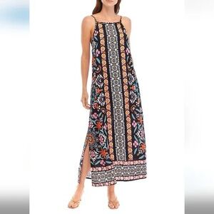Vince Camuto printed side-slit tank maxi dress multi-color floral size XS NWT